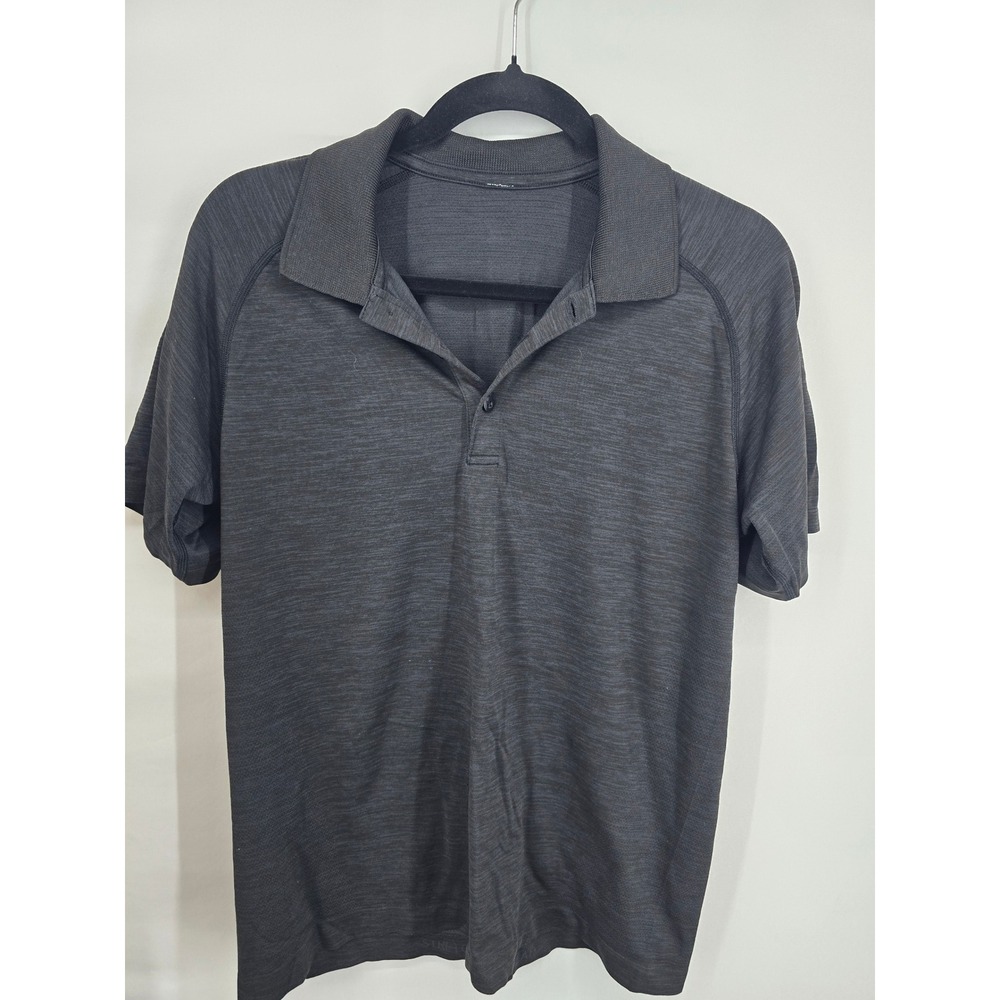Lululemon Mens Metal Vent Tech Polo Shirt Short‎ Sleeve Charcoal Grey Heather S